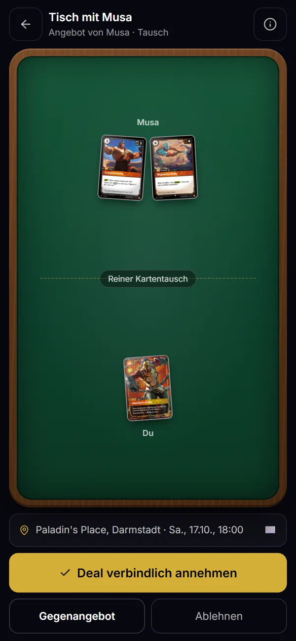 Angebot auf dem Tisch mit Annehmen, Gegenangebot und Ablehnen