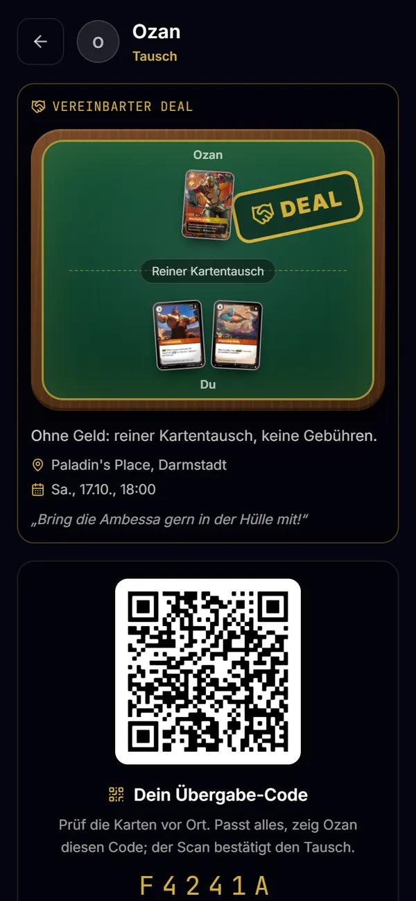 Vereinbarter Deal mit Stempel und QR-Code